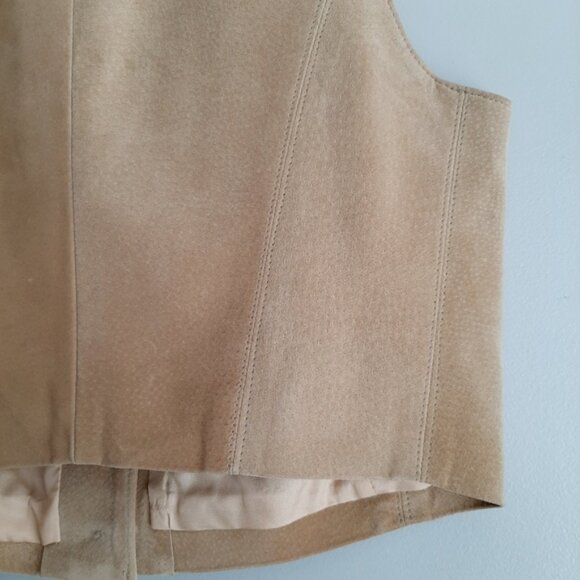 DANIER 100% Genuine Suede Leather Vest Button Down Cream Beige Sz S - Picture 11 of 14
